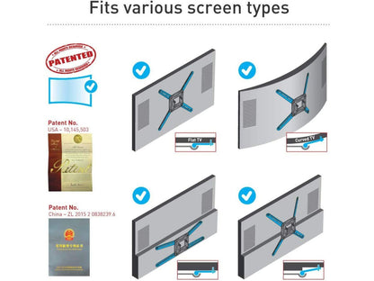 TV Compatibility information for the Swivel & Tilt Wall Mounted TV Bracket