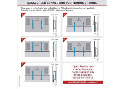 Backscreen connection positioning options for the TV Tilt Mounting Bracket For 19-65" Flat-Screen TV's