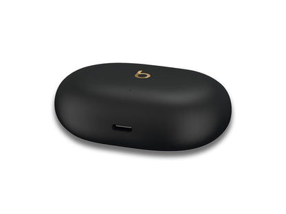 Beats Studio Buds Black/Gold Case Charing Port View