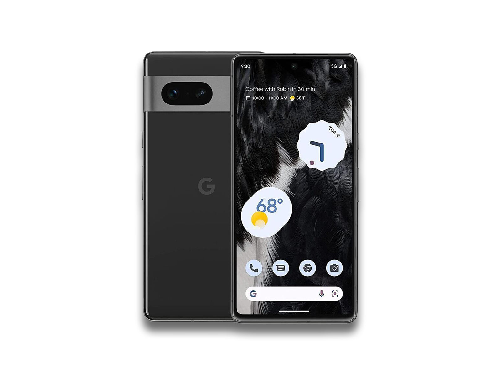 Google Pixel 7 2022 Model In Obsidian Back And Front View