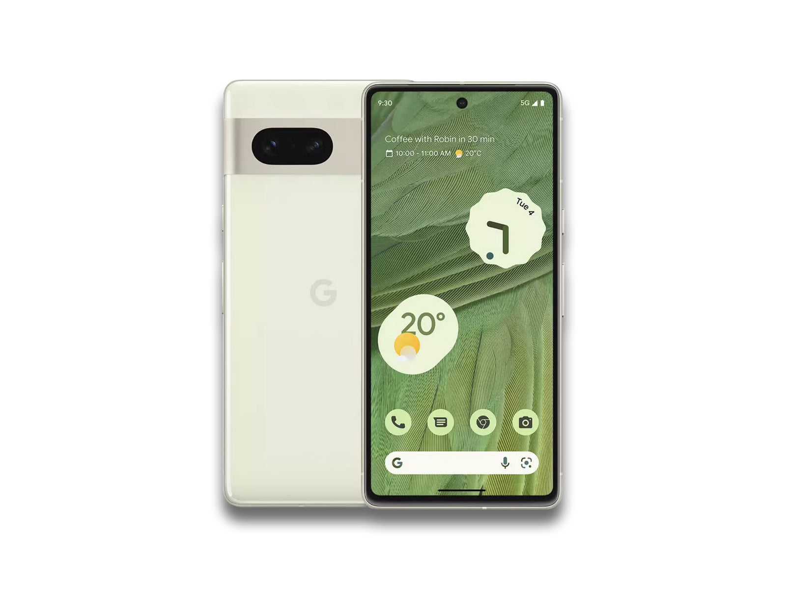 Google Pixel 7 2022 Model In Green Back And Front View