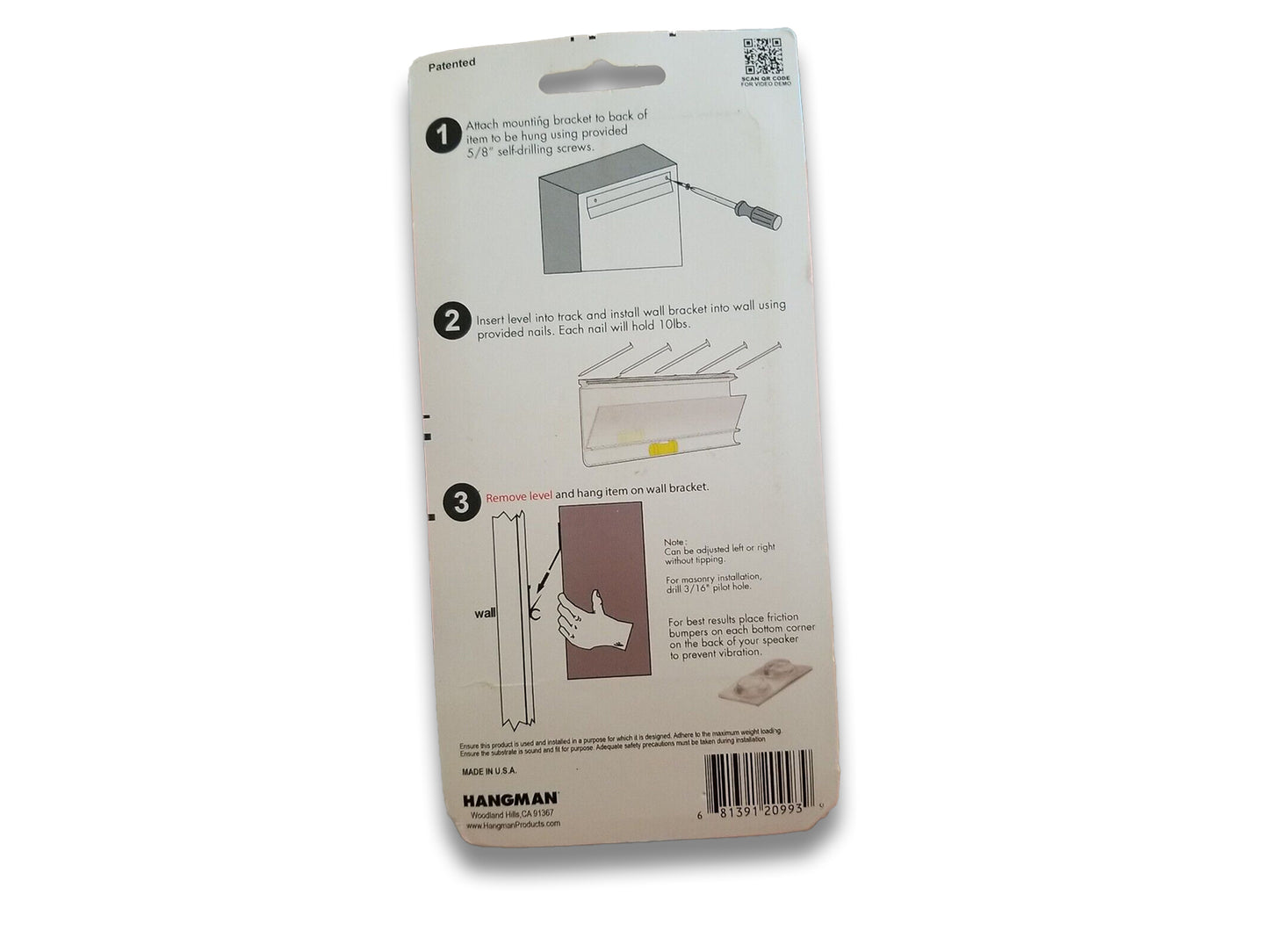 Hangman no stud speaker hangerHangman No Stud Speaker Hanger Box Back