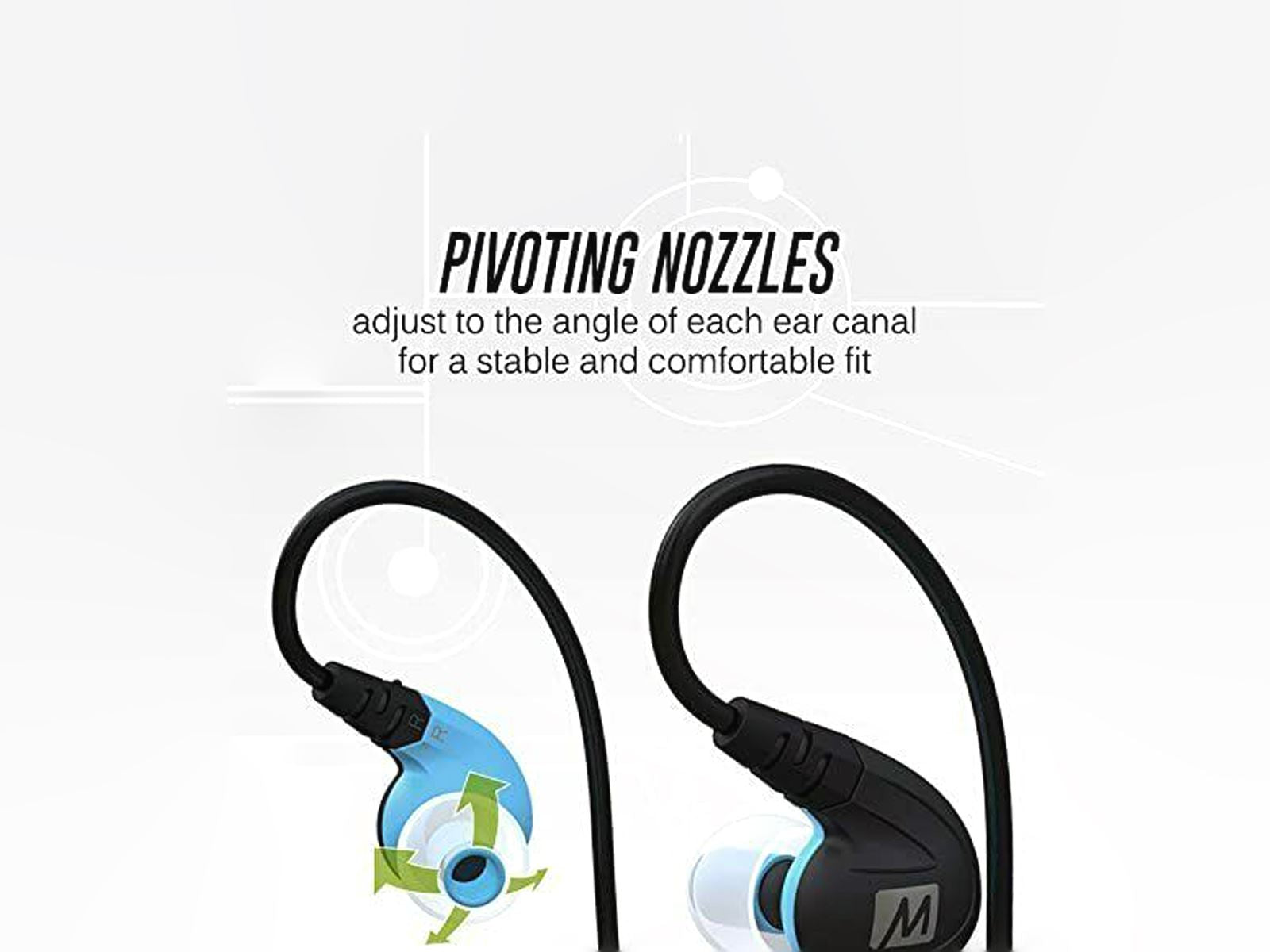 Pivoting Nozzles Adjust To The Angle Of Each Ear Canal For A Stable And Comfortable Fit