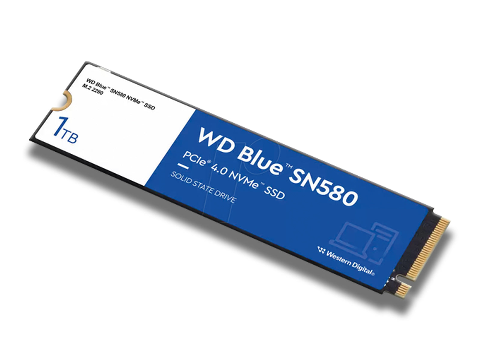 Western Digital SN580 NVMe M.2 1TB SSD Angled View