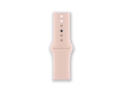 apple watch strap Pink overhead view on a white background