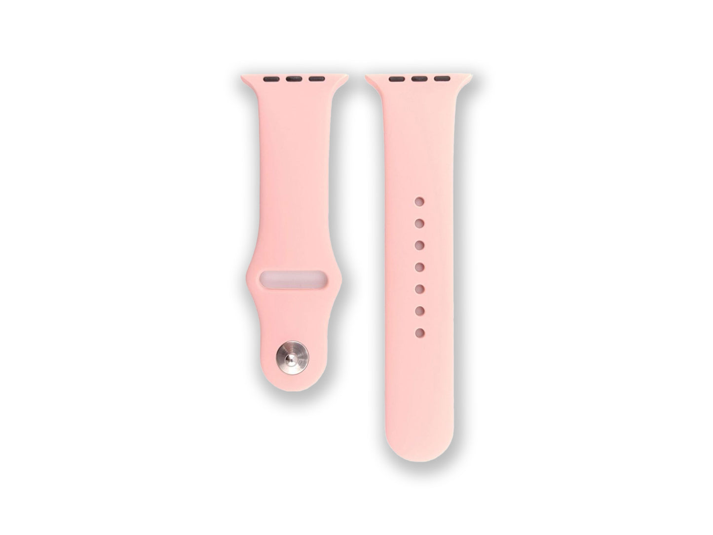 apple watch strap pink overhead view on a white background