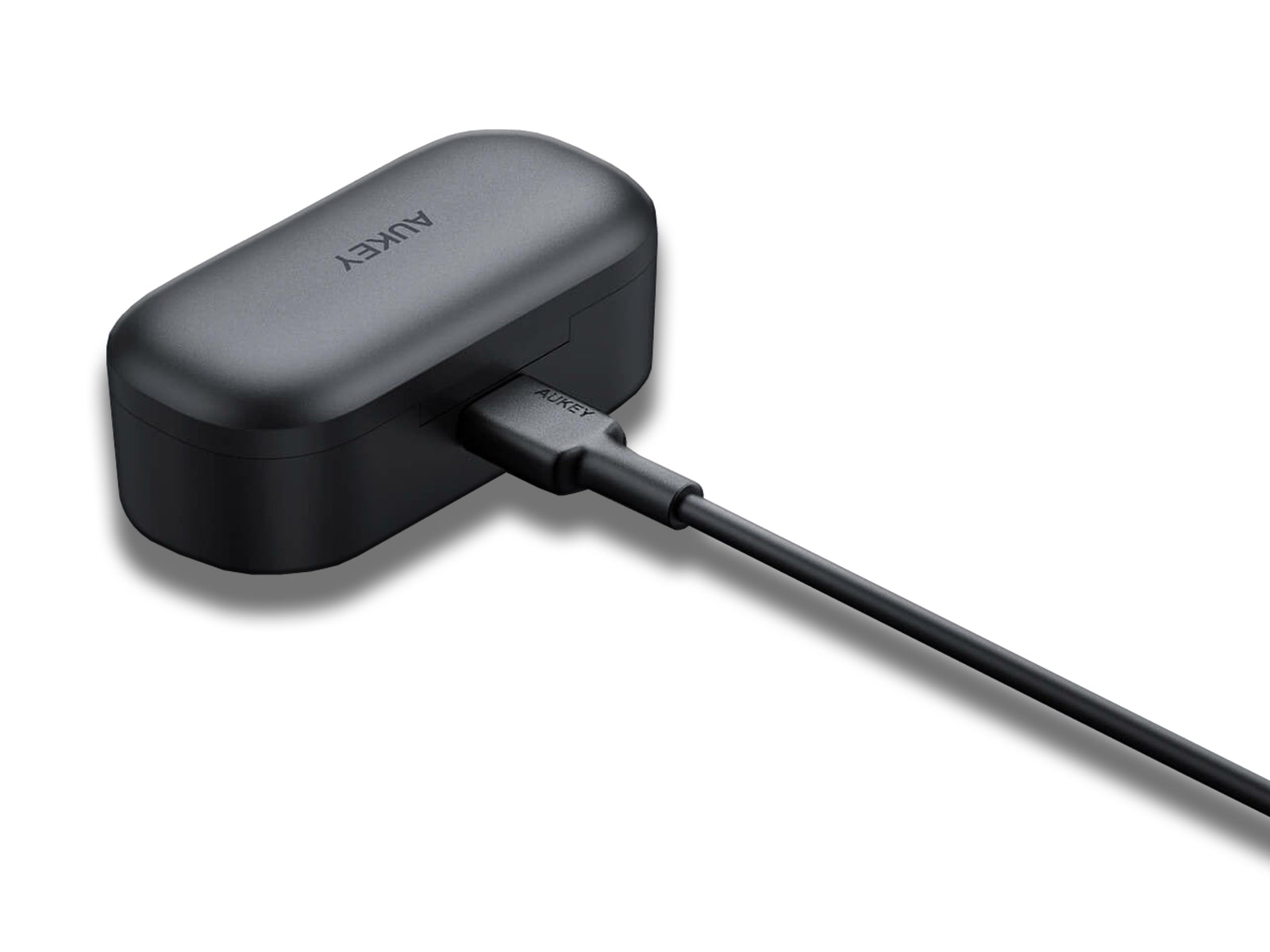 Aukey EP-T21 True Wireless Earbuds charging case plugged in