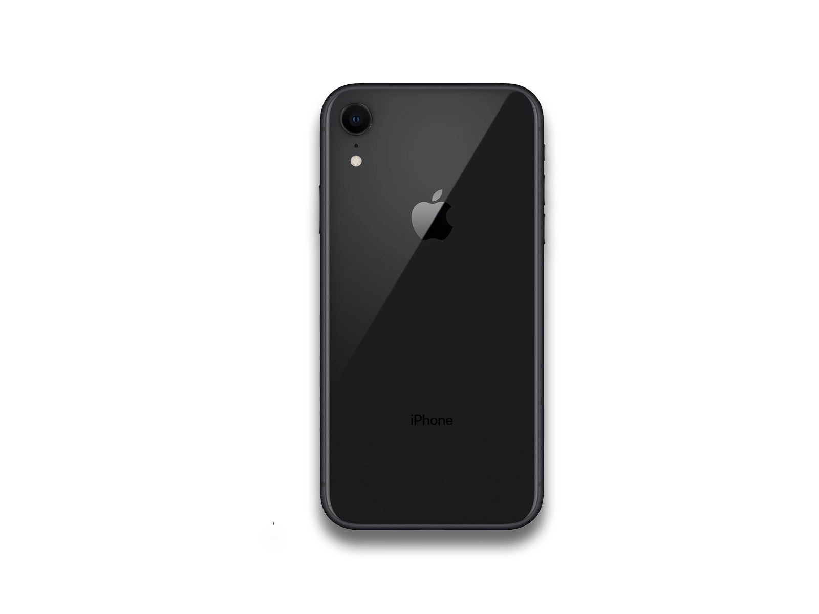 Apple iPhone XR Black back view on a white background.