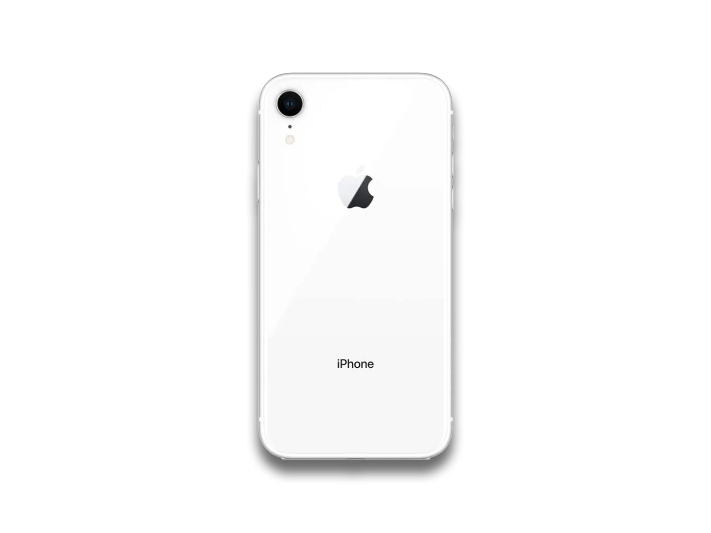 Apple iPhone XR white back view on a white background.