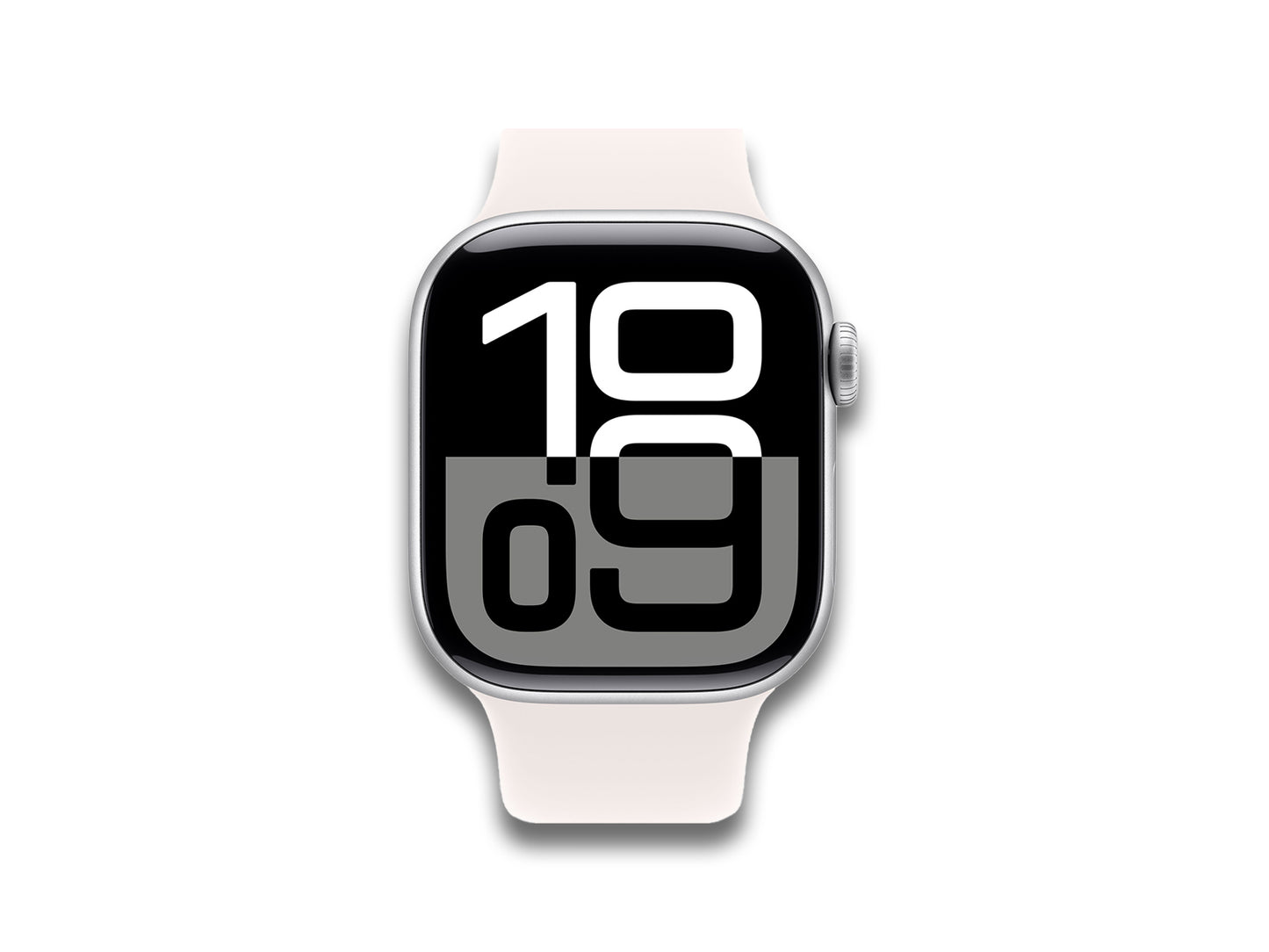 Apple Watch 10 Silver With White Band Front Facing