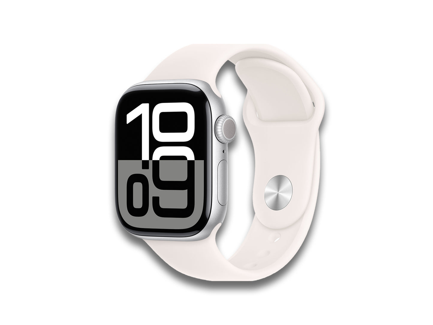 Apple Watch 10 Silver With White Band Front Side Facing