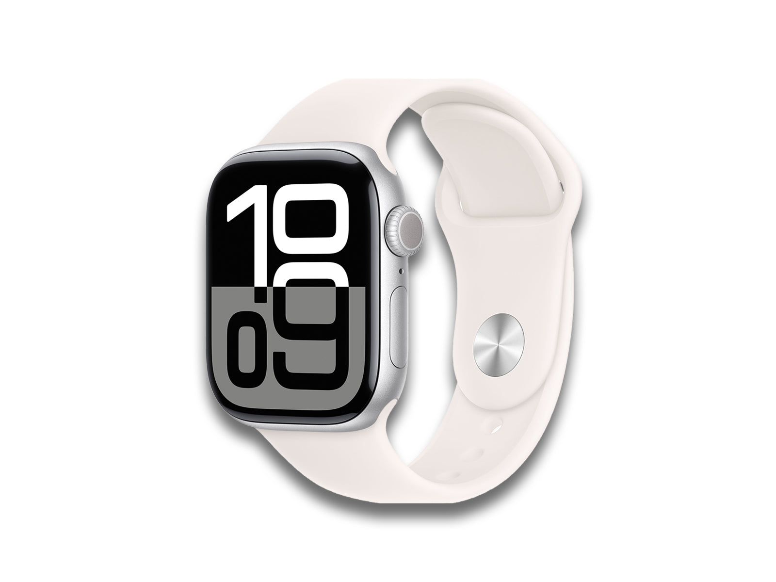 Apple Watch Silver Aluminium With White Band Front Side Facing