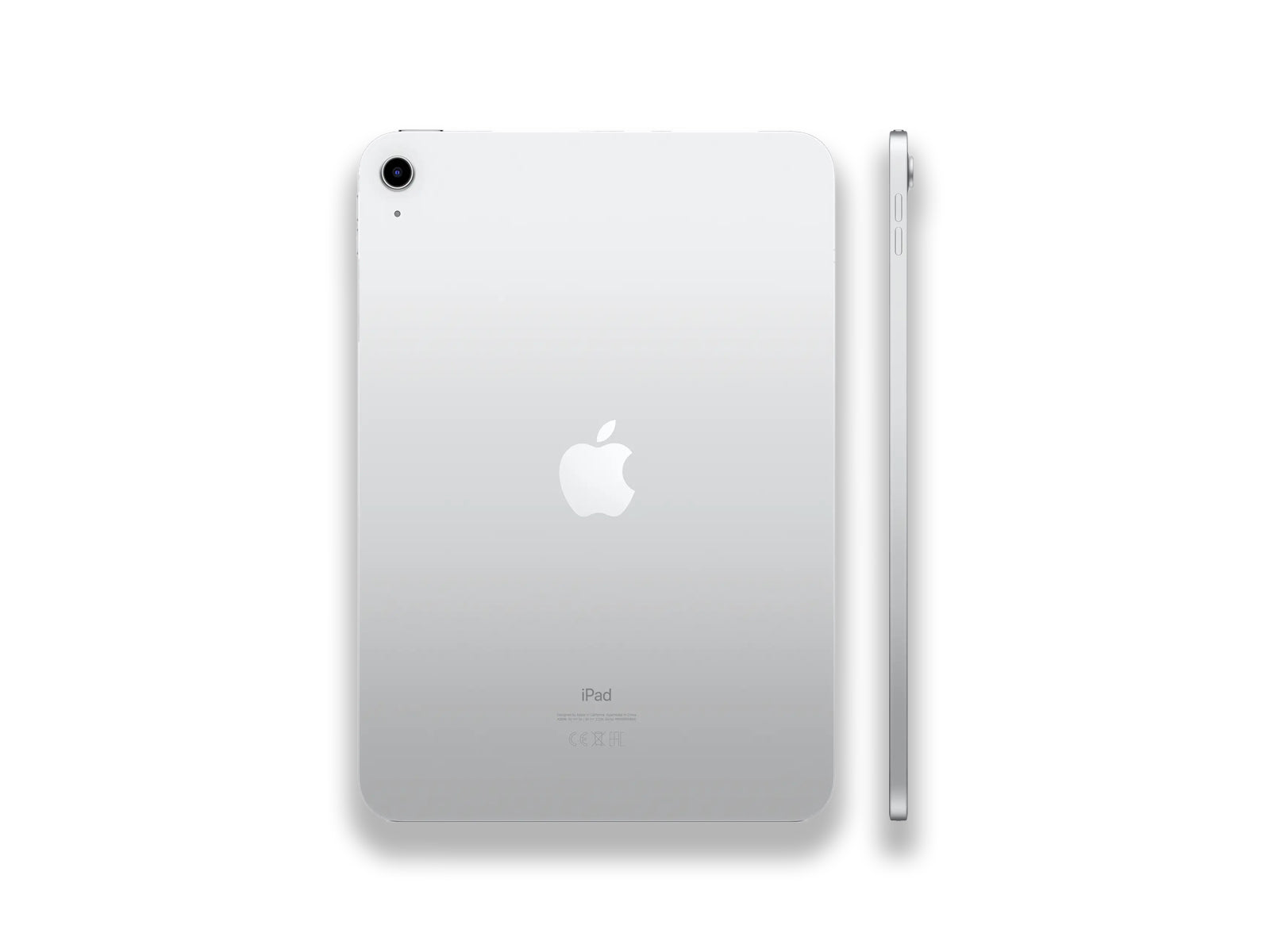 iPad 10th Generation Silver side view and back view 