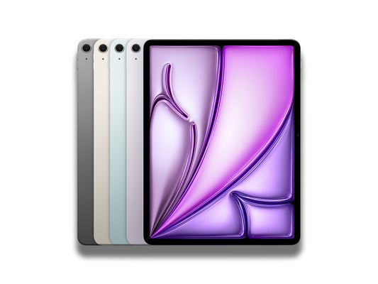 Apple iPad Air 6th Gen In Space Grey, Starlight, Blue, and Purple back view