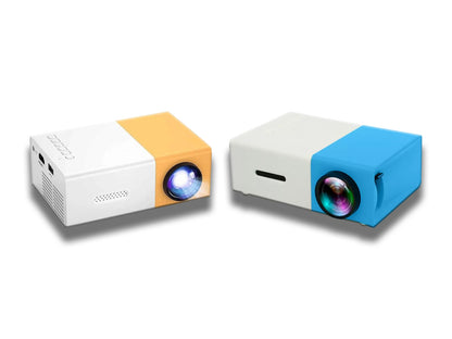 Mini Portable Projector Orange And Blue Front View