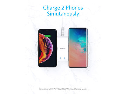 PowerWave Wireless Phone Charger Dual Pad Charging 2 Phones